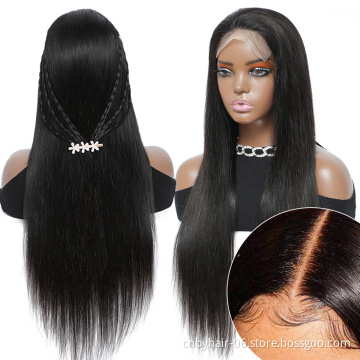 Wholesale vendor from india full virgin 5x5 hd lace closure unprocessed raw cuticle aligned temple Indian human hair wigs